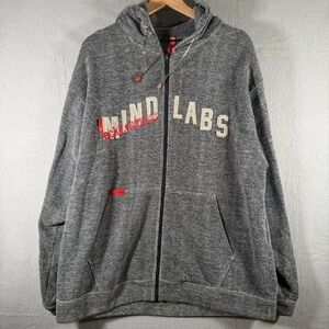 Vintage Y2K Ecko Mind Labs Grey Hoodie Full Zip‎ Skater Grunge Streetwear Large